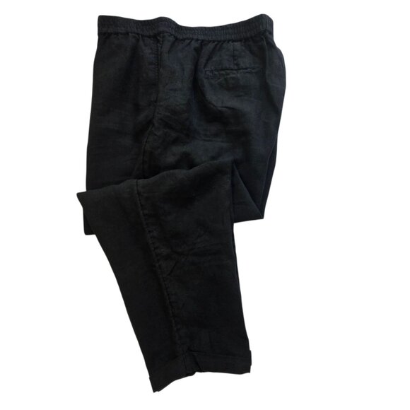 J.Jill Love Linen 2XL Black Relaxed Fit Cropped Pants Elastic Waist - Picture 3 of 16